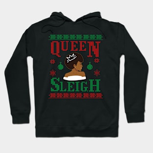 Afro Sleigh Queen, Xmas Ugly Sweater Pun Hoodie